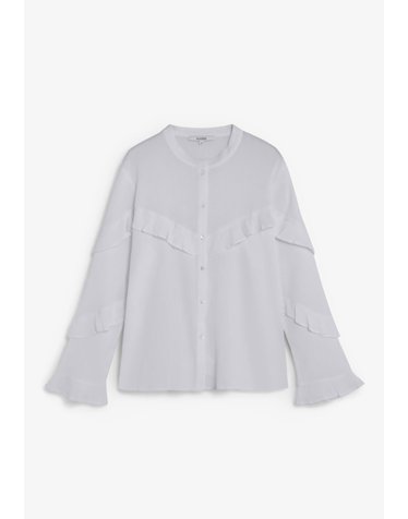 스캘퍼스 러플 마오 칼라 긴팔 셔츠 72792 LIGHT BLUE
