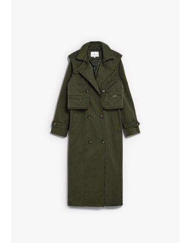 스캘퍼스 조끼 콤비 롱 트렌치 코트 72395 KHAKI