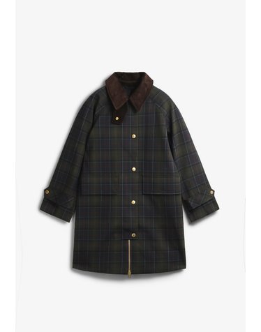 바버 체크 코듀로이 카라 롱 자켓 78890 KHAKI