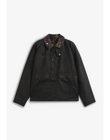 바버 왁스 코팅 체크 카라 자켓 78882 NAVY