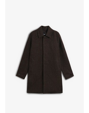 바버 체크 울 남성 싱글 코트 78881 DARK BROWN