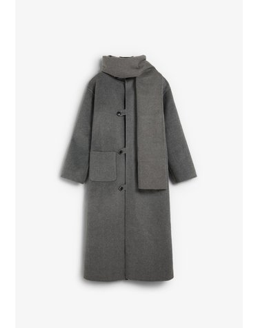 스캘퍼스 양면 탈착 머플러 롱 울 코트 72213 GREY