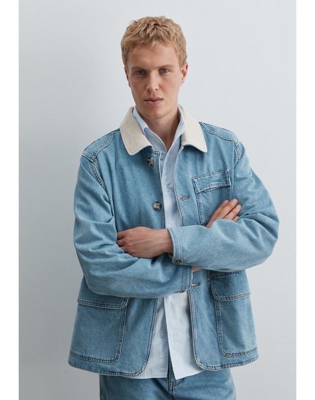 스칼퍼스 스캘퍼스 멀티포켓 코듀로이 칼라 데님 자켓 69069-scnorsca-denim-jacket-aw2627-lightdenim LIGHT DENIM 블루 착용컷