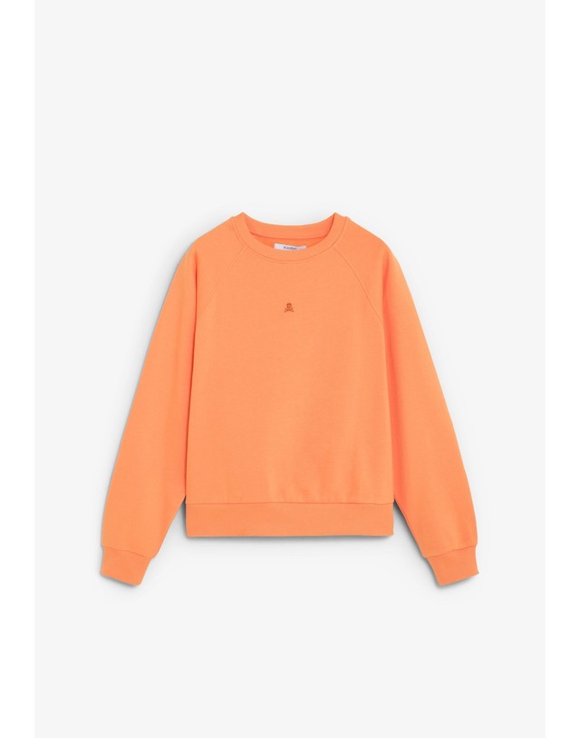 스칼퍼스 스캘퍼스 백 프린트 크루넥 맨투맨 72866-sccaviar-skull-back-sweater-aw2627-coral CORAL 오렌지 착용컷