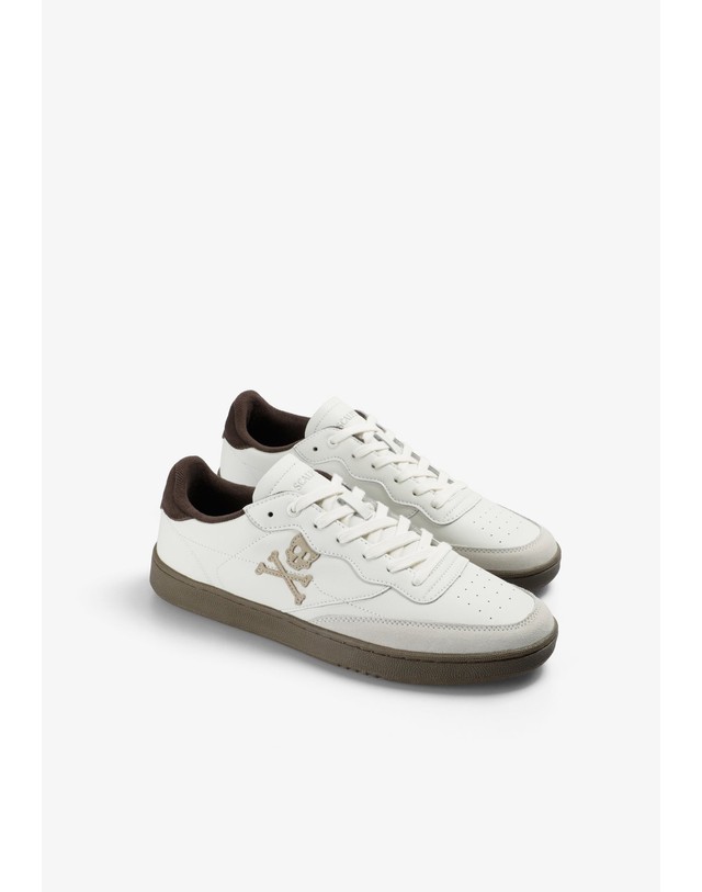 스칼퍼스 스캘퍼스 스컬 로고 로우탑 스니커즈 69687-scford-sneakers-aw2627-offwhitebrown OFF WHITE/BROWN 멀티컬러 착용컷