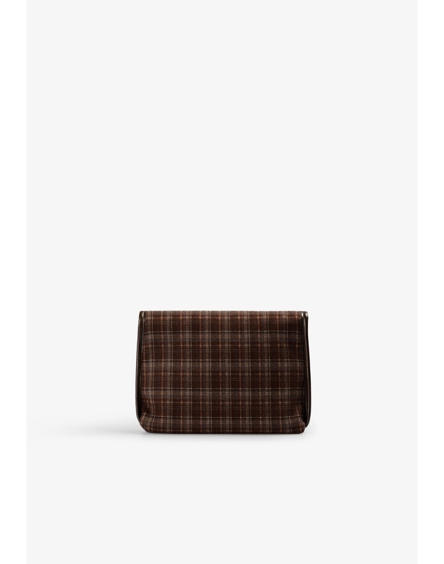 스칼퍼스 스캘퍼스 체크 패턴 스냅 플랩 파우치 70916-scfabric-neceser-aw2627-browncheck BROWN CHECK 초콜릿 착용컷