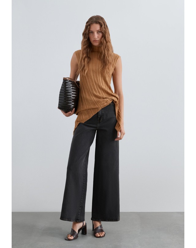 스칼퍼스 스캘퍼스 하이웨이스트 와이드 청바지 72178-scculotte-denim-pant-aw2627-black BLACK 네이비 착용컷