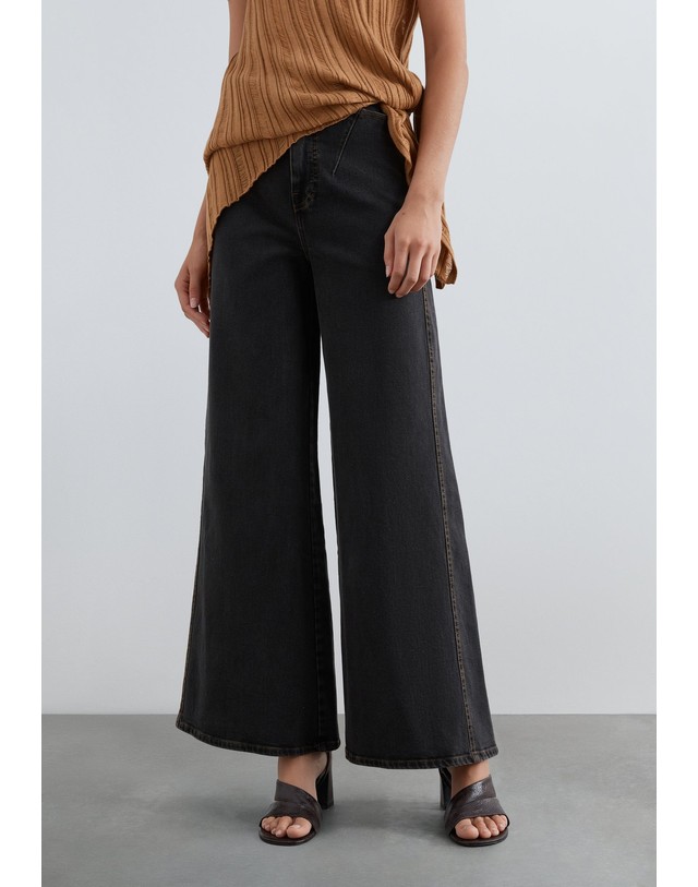 스칼퍼스 스캘퍼스 하이웨이스트 와이드 청바지 72178-scculotte-denim-pant-aw2627-black BLACK 네이비 착용컷