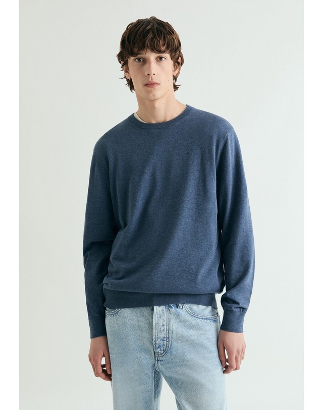 스칼퍼스 스캘퍼스 수피마 코튼 크루넥 니트 스웨터 65478-scskull-round-neck-ss26-blue BLUE 블루 착용컷