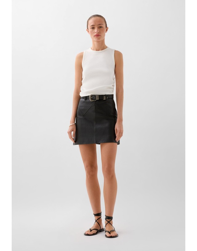 스칼퍼스 스캘퍼스 레더 벨트 슬림핏 미니 스커트 34764-new-leather-belt-skirt-nos-black BLACK 블랙 착용컷