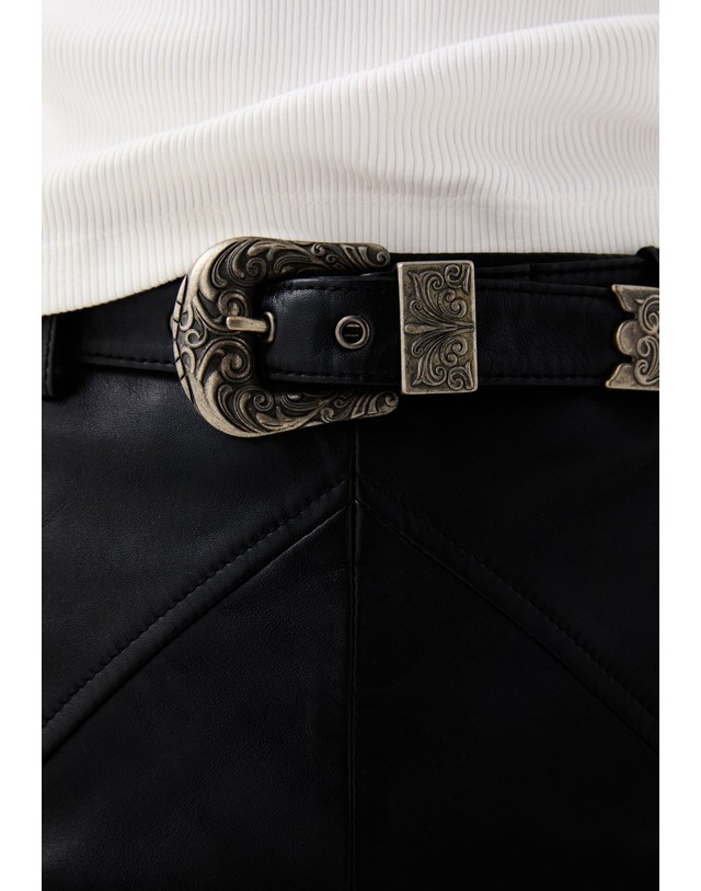 스칼퍼스 스캘퍼스 레더 벨트 슬림핏 미니 스커트 34764-new-leather-belt-skirt-nos-black BLACK 블랙 착용컷