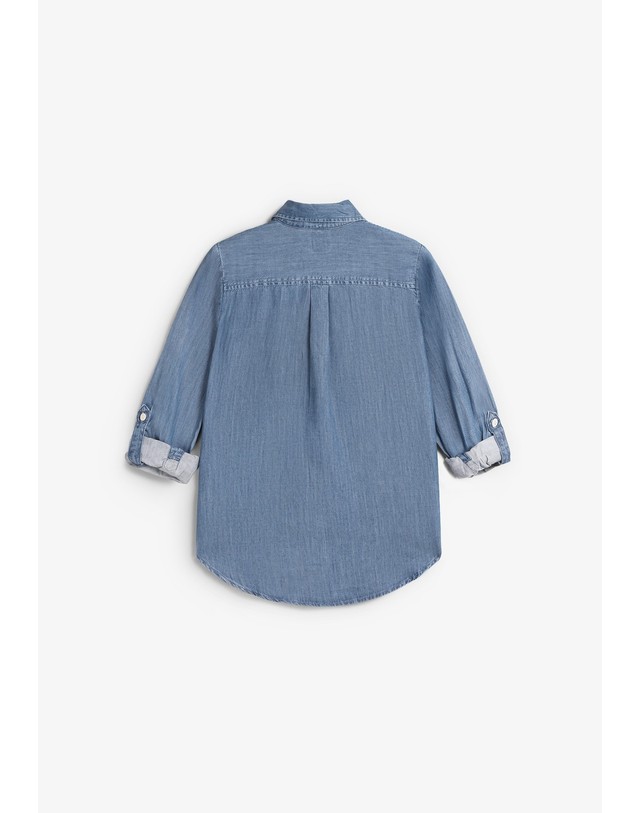 스칼퍼스 리바이스 유틸리티 포켓 데님 긴팔 셔츠 78508 DENIM 블루 착용컷