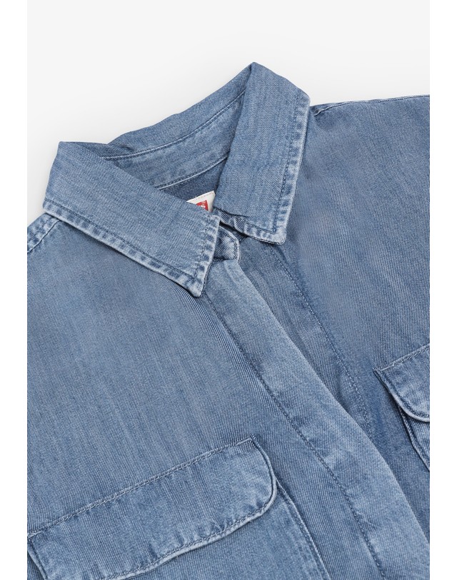 스칼퍼스 리바이스 유틸리티 포켓 데님 긴팔 셔츠 78508 DENIM 블루 착용컷