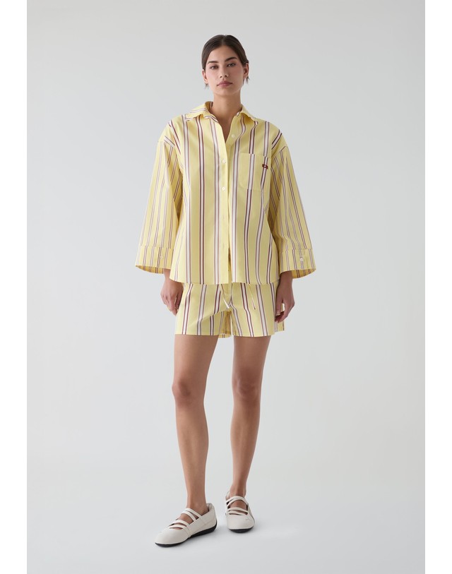 스칼퍼스 라감 오버사이즈 스트라이프 긴팔 셔츠 68313-caos-butter-striped-shirt-ss26-ib-yellow YELLOW 노랑 착용컷