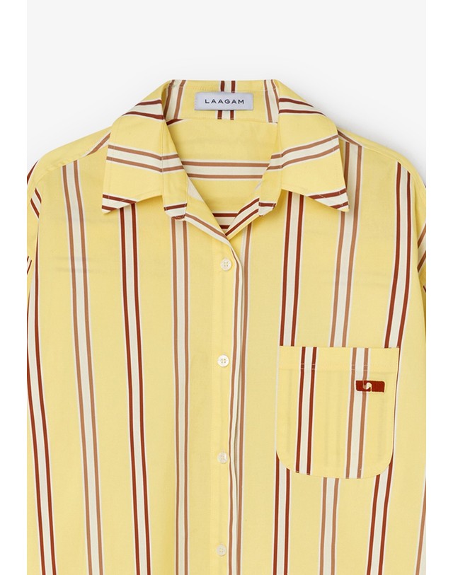 스칼퍼스 라감 오버사이즈 스트라이프 긴팔 셔츠 68313-caos-butter-striped-shirt-ss26-ib-yellow YELLOW 노랑 착용컷