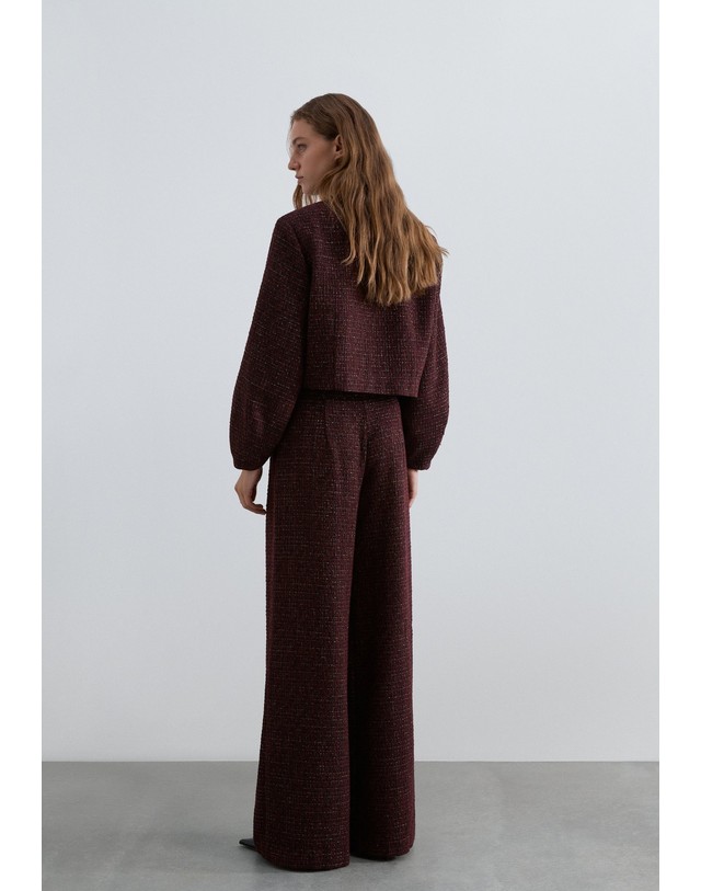 스칼퍼스 스캘퍼스 트위드 하이웨이스트 와이드 팬츠 72168-sccoco-lurex-pant-aw2627-burgundy BURGUNDY 레드 착용컷