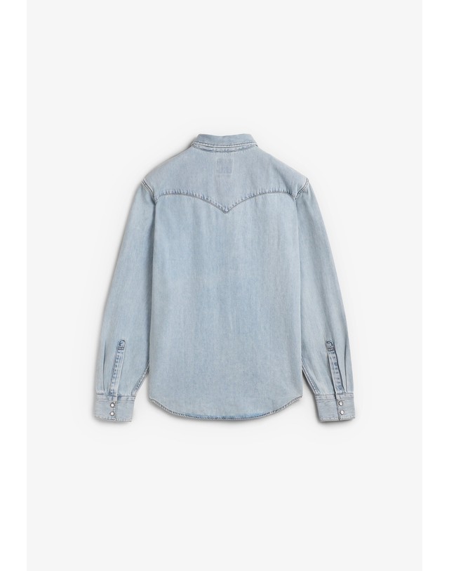 스칼퍼스 리바이스 스냅버튼 포켓 웨스턴 데님 셔츠 70448 LIGHT DENIM 블루 착용컷