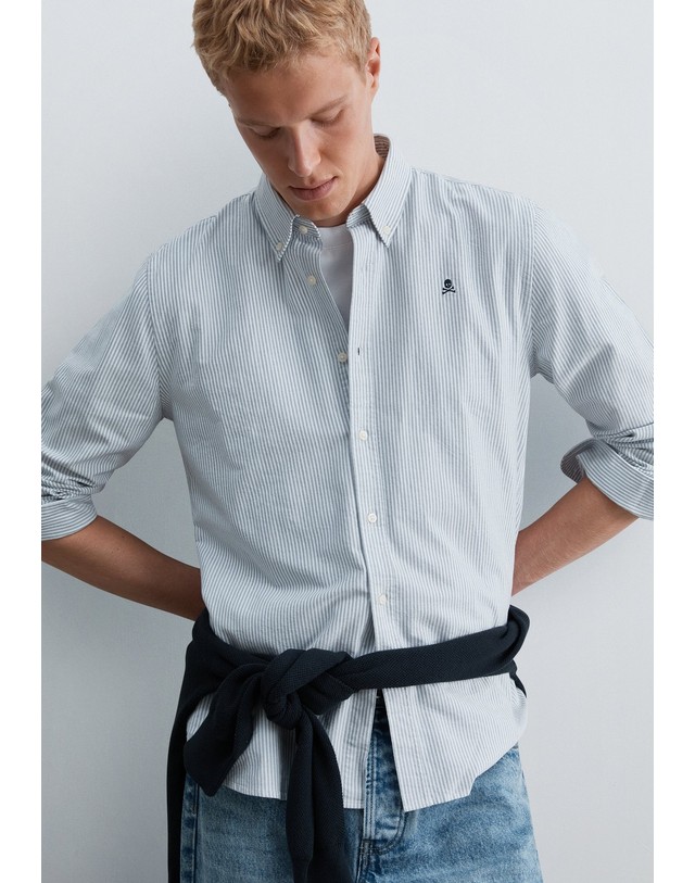 스칼퍼스 스캘퍼스 스트라이프 옥스포드 긴팔 셔츠 68913-scnew-oxford-bd-shirt-aw2627-greystripes GREY STRIPES 그레이 착용컷