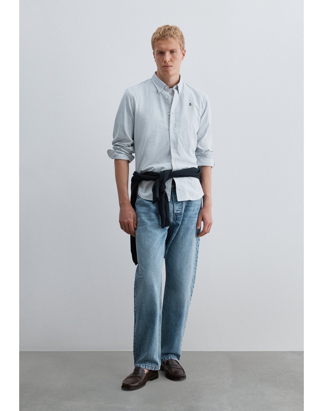 스칼퍼스 스캘퍼스 스트라이프 옥스포드 긴팔 셔츠 68913-scnew-oxford-bd-shirt-aw2627-greystripes GREY STRIPES 그레이 착용컷