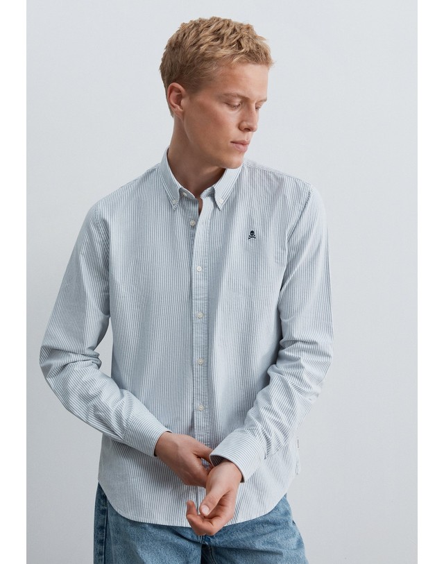 스칼퍼스 스캘퍼스 스트라이프 옥스포드 긴팔 셔츠 68913-scnew-oxford-bd-shirt-aw2627-greystripes GREY STRIPES 그레이 착용컷
