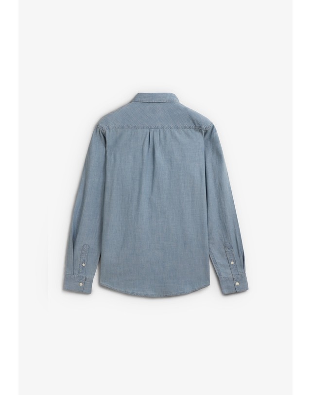 스칼퍼스 랭글러 포켓 샴브레이 코튼 긴팔 셔츠 72450-chambray-shirt-indigo-core-ib-denim DENIM 블루 착용컷