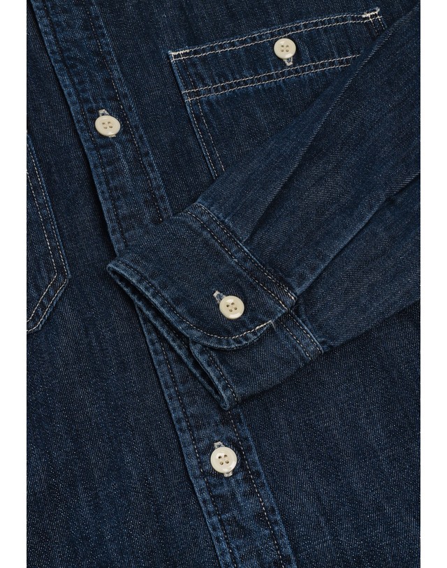 스칼퍼스 에드윈 레귤러핏 더블 포켓 긴팔 데님 셔츠 64863-work-shirt-core-ib-darkdenim DARK DENIM 네이비 착용컷