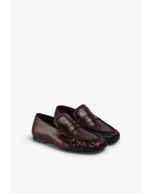 스칼퍼스 알로하스 셔링 레더 페니 로퍼 74704 BURGUNDY 레드 착용컷