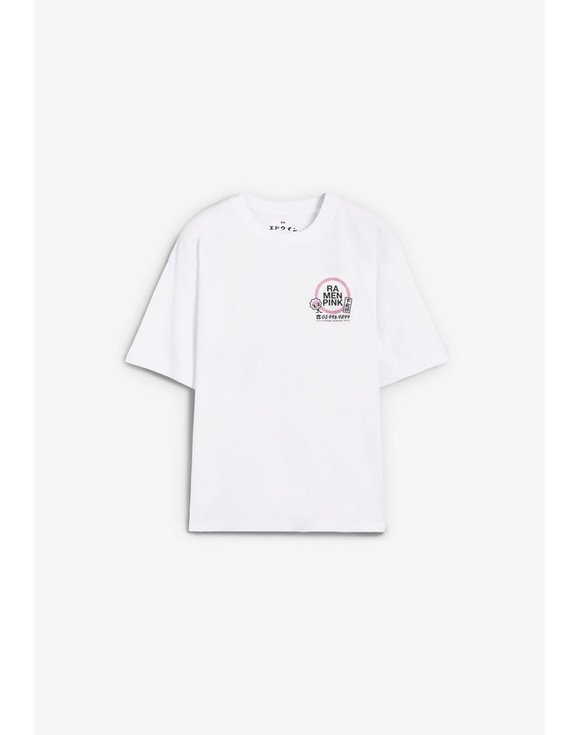 스칼퍼스 에드윈 그래픽 프린트 크루넥 반팔 티셔츠 70772 WHITE 화이트 착용컷