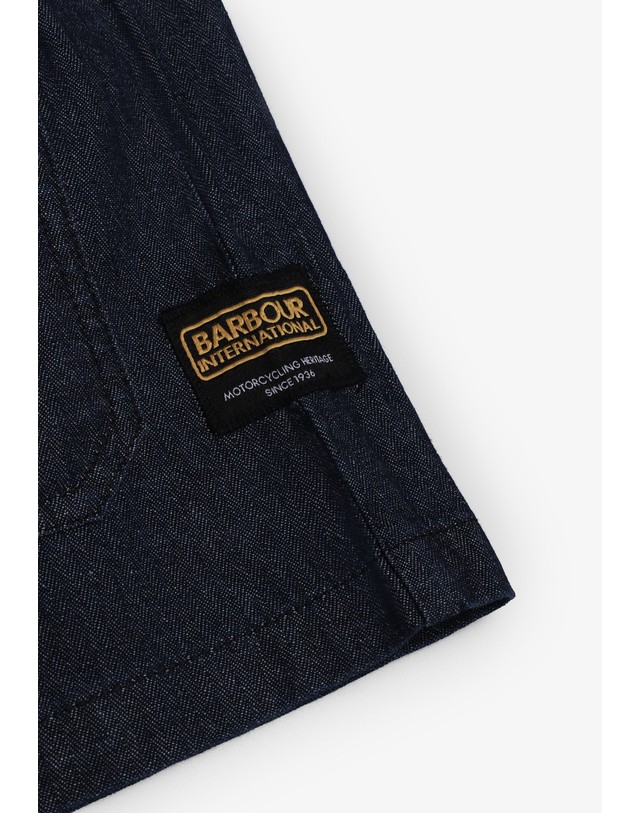 스칼퍼스 바버 헤링본 데님 오버셔츠 74258 NAVY 네이비 착용컷