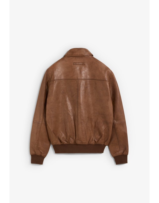 스칼퍼스 스캘퍼스 레더 플랩포켓 봄버 자켓 69119 LIGHT BROWN 브라운 착용컷