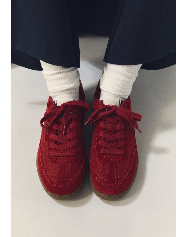 스칼퍼스 스캘퍼스 스웨이드 레트로 스니커즈 62188 DARK RED 레드 착용컷