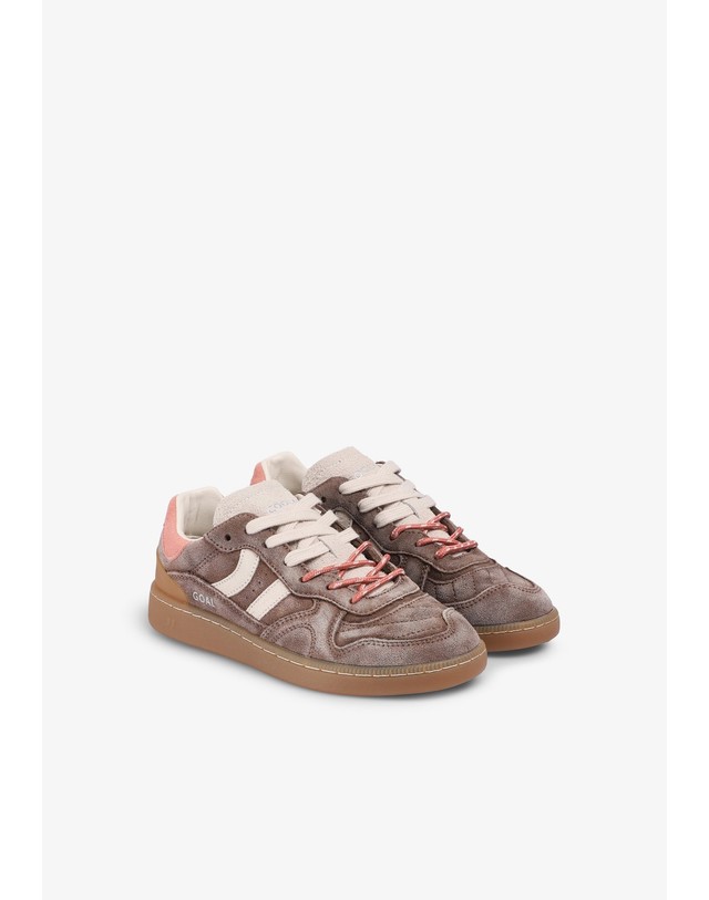 스칼퍼스 쿨웨이 레트로 로우탑 스니커즈 49536 DARK BROWN/RASPBERRY 멀티컬러 착용컷