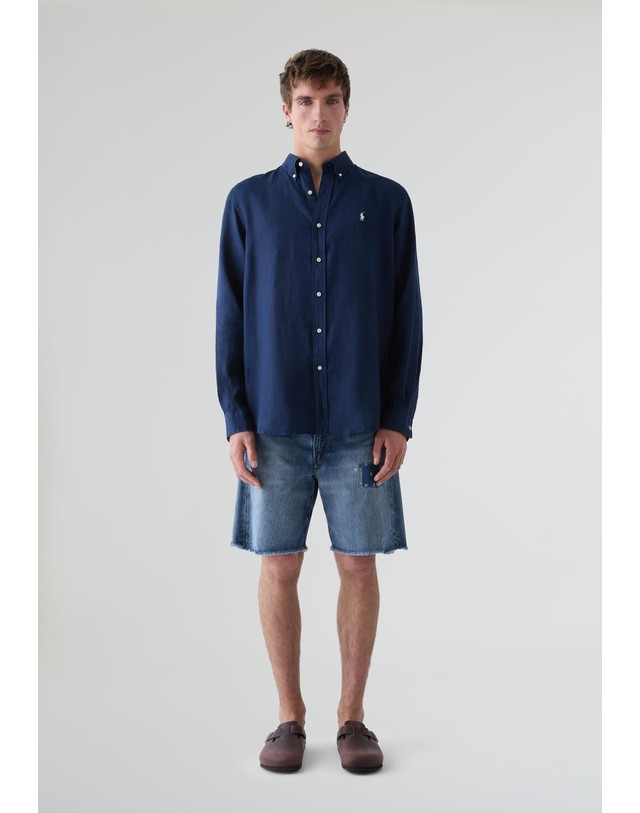 스칼퍼스 폴로 랄프 로렌 빈티지 패치워크 데님 반바지 72622 DENIM 네이비 착용컷