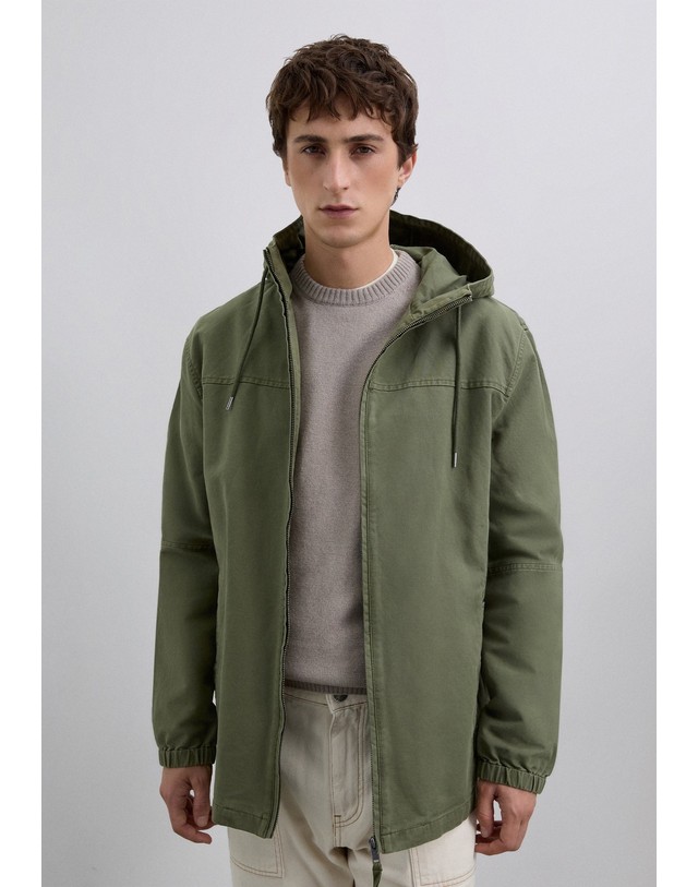 스칼퍼스 스캘퍼스 후드 집업 코튼 블루종 자켓 61542 DARK KHAKI 카키 착용컷