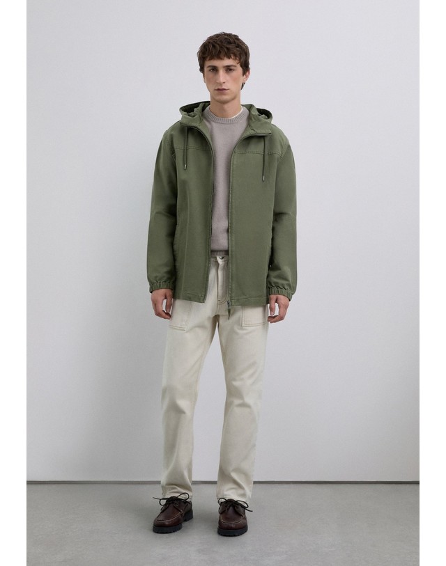 스칼퍼스 스캘퍼스 후드 집업 코튼 블루종 자켓 61542 DARK KHAKI 카키 착용컷
