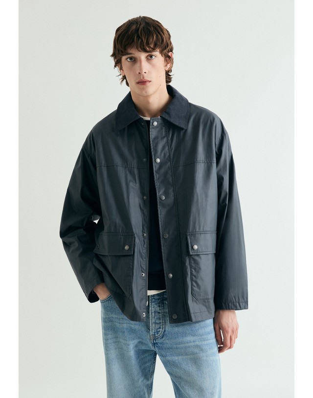 스칼퍼스 스캘퍼스 왁스 코팅 스냅버튼 자켓 60258 DARK NAVY 네이비 착용컷