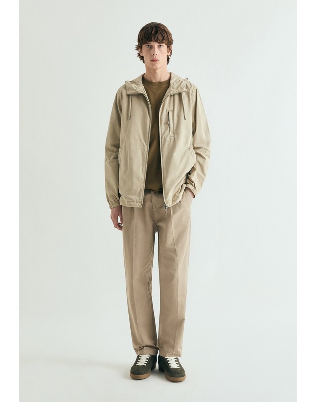 스칼퍼스 스캘퍼스 후드 집업 스컬 블루종 자켓 65369 LIGHT CAMEL 베이지 착용컷