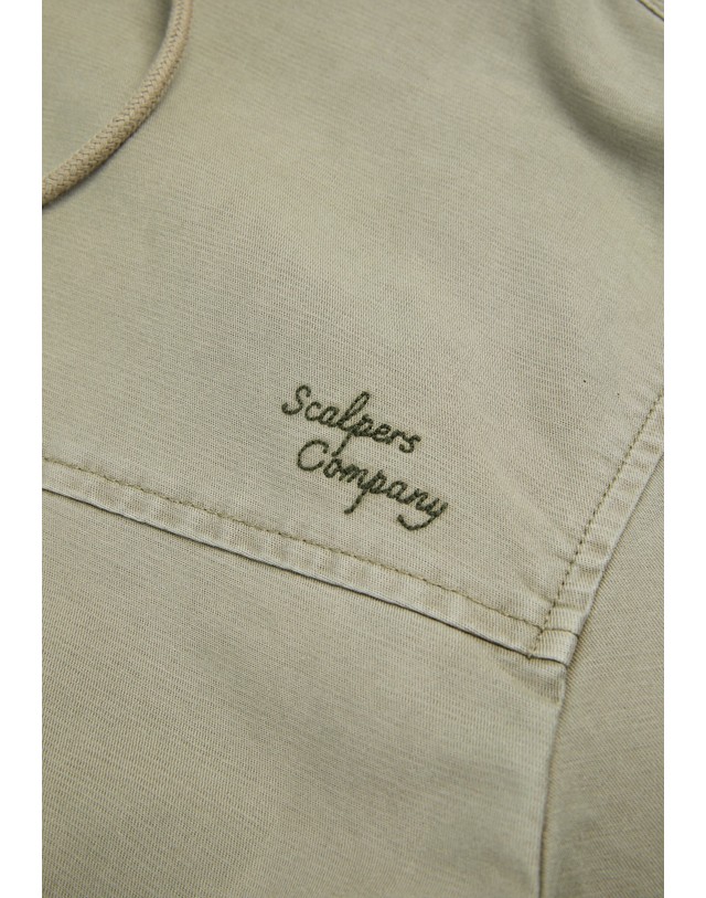 스칼퍼스 스캘퍼스 후드 집업 자수 로고 자켓 69054 LIGHT KHAKI 카키 착용컷