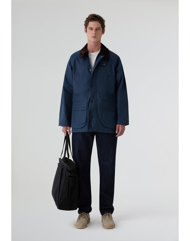 스칼퍼스 바버 왁스드 코튼 루즈핏 필드 자켓 65224 DARK NAVY 네이비 착용컷