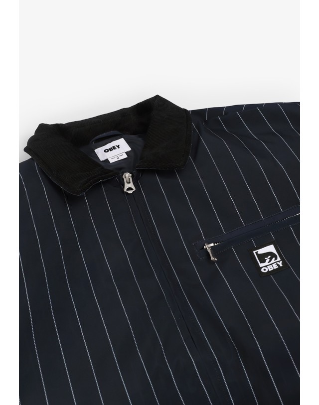 스칼퍼스 오베이 핀스트라이프 집업 블루종 자켓 78736 NAVY 네이비 착용컷