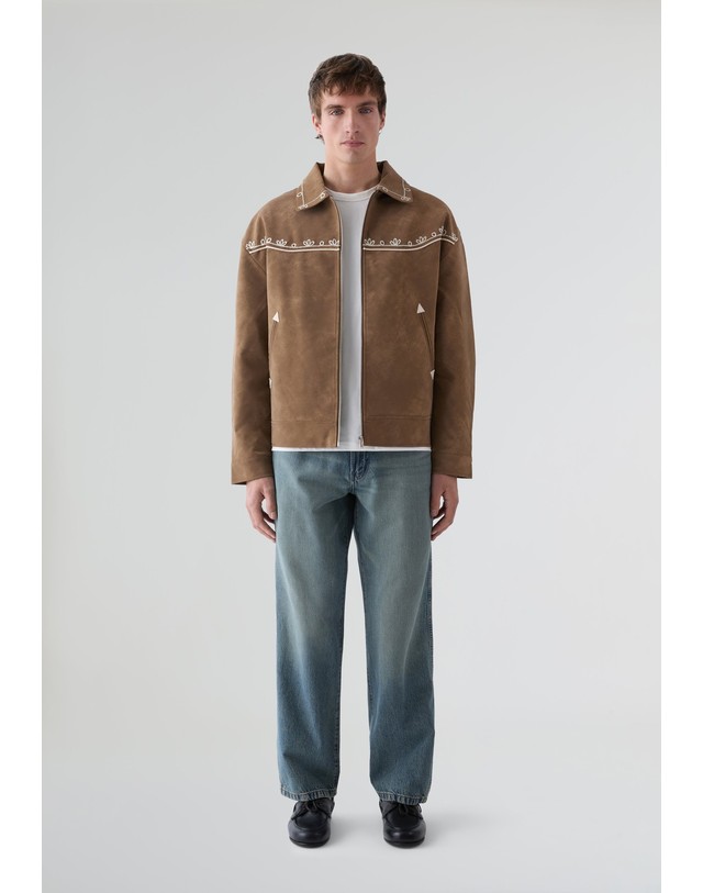 스칼퍼스 구디즈스포티브 자수 집업 블루종 자켓 72471 BROWN 브라운 착용컷