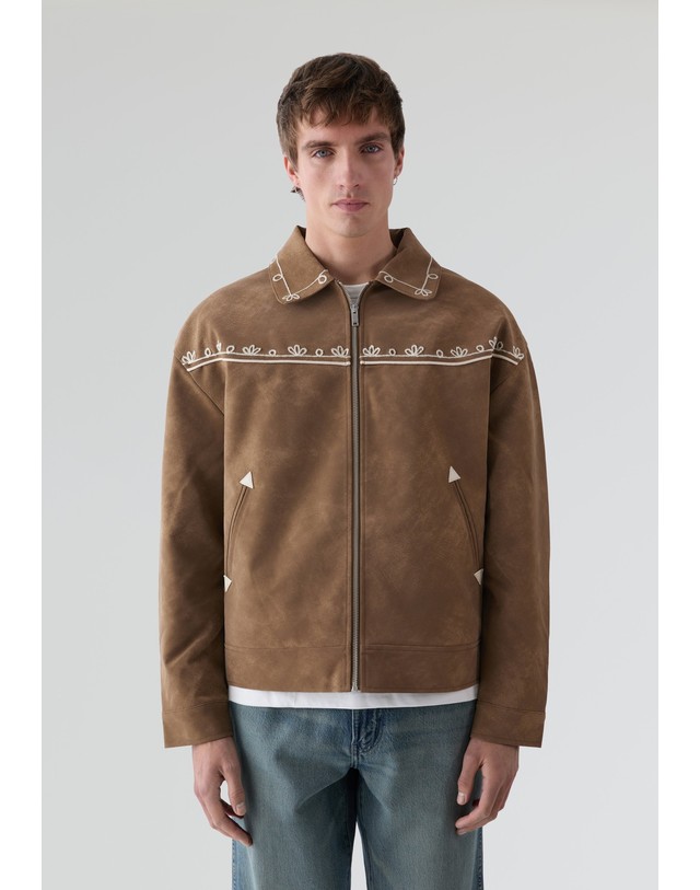 스칼퍼스 구디즈스포티브 자수 집업 블루종 자켓 72471 BROWN 브라운 착용컷