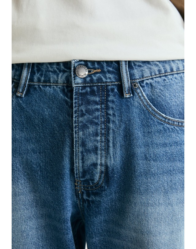 스칼퍼스 스캘퍼스 워시드 크롭핏 청바지 60179 BLUE DENIM 블루 착용컷