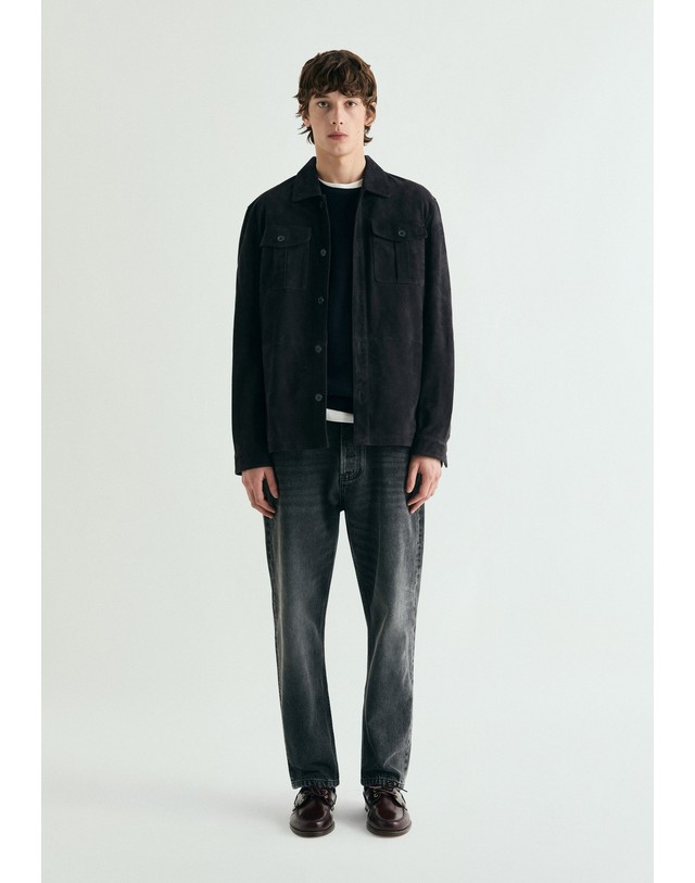 스칼퍼스 스캘퍼스 5포켓 워시드 크롭핏 청바지 60179 BLACK DENIM 네이비 착용컷