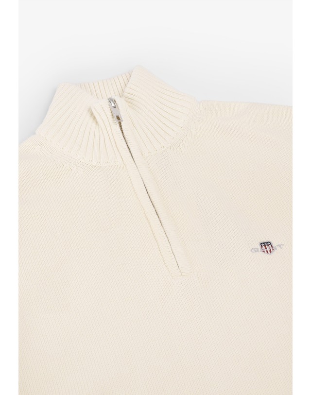 스칼퍼스 간트 하프집업 코튼 니트 스웨터 74844 CREAM 아이보리 착용컷