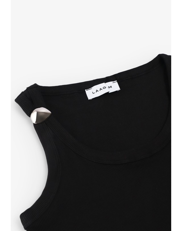 스칼퍼스 라감 펄 포인트 민소매 탱크탑 68302 BLACK 블랙 착용컷