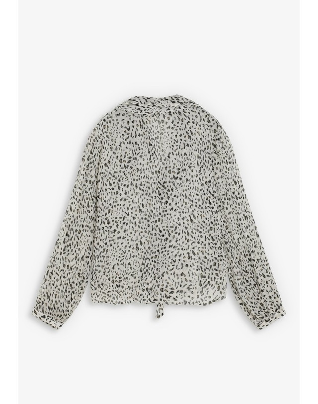 스칼퍼스 스캘퍼스 프린트 러플 타이넥 블라우스 72263 ANIMAL PRINT 멀티컬러 착용컷