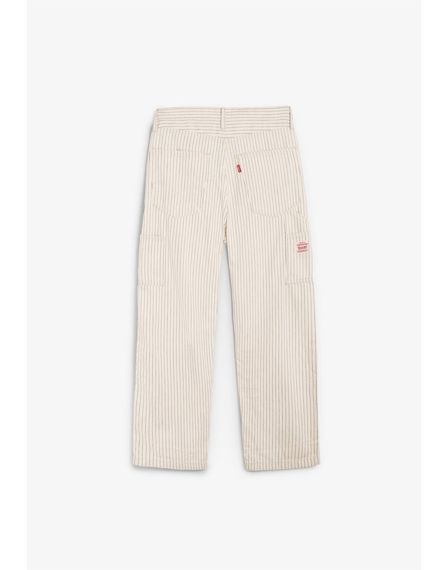 스칼퍼스 리바이스 루즈 스트라이프 데님 팬츠 70444 BLUE STRIPES 아이보리 착용컷