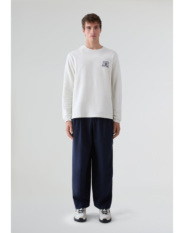 스칼퍼스 언페인드 시어서커 플리츠 와이드 팬츠 74128 DARK NAVY 네이비 착용컷