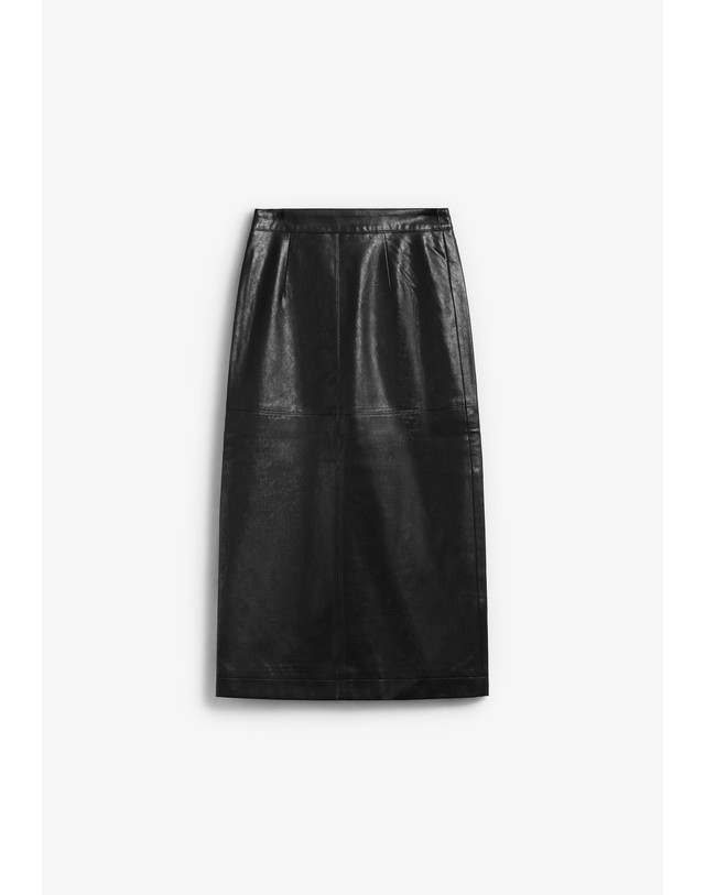 스칼퍼스 그레이스앤밀라 랩 디테일 미디 스커트 74754 BLACK 블랙 착용컷